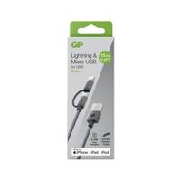 GP CB03 Charge & Sync kabel, 2-in-1 Micro USB + Lightning connector - thumbnail
