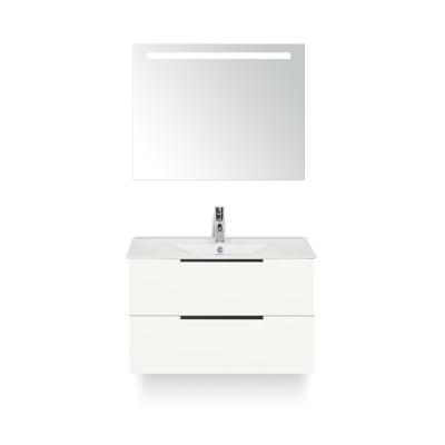 Seville Badmeubelset 80 cm - Wit Hoogglans Edge greep - Wastafel Enjoy - met Sence Spiegel