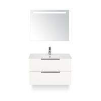 Seville Badmeubelset 80 cm - Wit Hoogglans Edge greep - Wastafel Enjoy - met Sence Spiegel - thumbnail