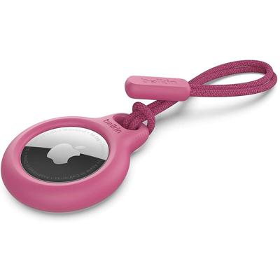Belkin AirTag houder met bandje (stevige, beschermende houder voor Air Tag, accessoire dat beschermt tegen krassen), roze