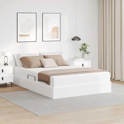 Opbergbed met matras met matras Wit 140 x 200 cm Nep Leer