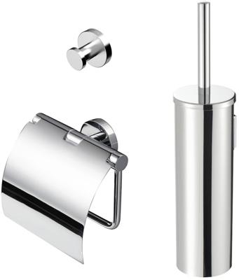 Geesa Nemox Toiletaccessoireset - Toiletborstel met houder - Toiletrolhouder met klep - Handdoekhaak - Chroom 916500-02-115 Geesa Nemox Toiletaccessoireset - Toiletborstel met houder - Toiletrolhouder met klep - Handdoekhaak - Chroom 916500-02-115