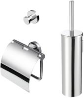 Geesa Nemox Toiletaccessoireset - Toiletborstel met houder - Toiletrolhouder met klep - Handdoekhaak - Chroom 916500-02-115 - thumbnail