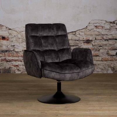 Tower Living Draaibare Fauteuil 'Tropea' Velvet, kleur Donkergrijs Tower Living Draaibare Fauteuil 'Tropea' Velvet, kleur Donkergrijs