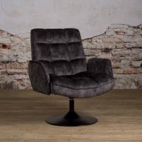 Tower Living Draaibare Fauteuil 'Tropea' Velvet, kleur Donkergrijs - thumbnail