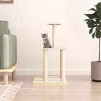 vidaXL Kattenmeubel met sisal krabpalen 85,5 cm crèmekleurig, kattenpaal, kattenboom, kattenkrabpaal, kattenhuis, kattenmeubel, kattenpalen - thumbnail
