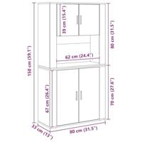Hoge kast Oudhout 80 x 33 x 150 cm Bewerkt hout - thumbnail