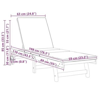 Ligstoel 2 pcs Bruin 63 x 199 x 85cm Massief acaciahout