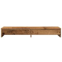 Monitorstandaard met lades 100x27x15 cm hout oud houtkleurig - thumbnail