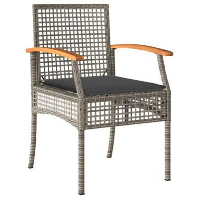 3-delige Tuinset met kussens poly rattan grijs - thumbnail
