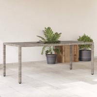 Tuintafel met glazen blad 190x90x75 cm poly rattan grijs - thumbnail