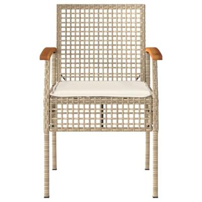 4-delige Loungeset met kussens poly rattan beige