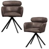 WOOOD Draaibare Eetkamerstoel 'Fenne' Lederlook, kleur Zwart/Grijs - thumbnail