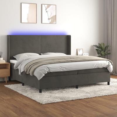 Boxspring met matras en LED fluweel donkergrijs 200x200 cm