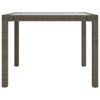 Tuintafel 90x90x75 cm gehard glas en poly rattan grijs - thumbnail