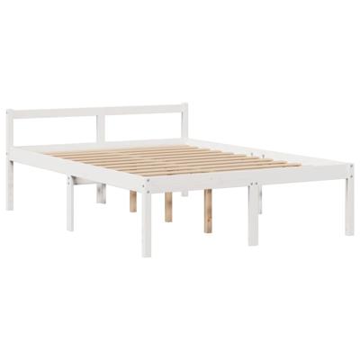 Bed met boekenkast zonder matras grenenhout wit 150x200 cm - thumbnail