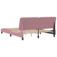Bedframe met LED zonder matras fluweel roze 160x200 cm - thumbnail