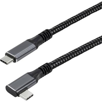 Maxtrack C531-3WL USB-kabel USB 3.2 Gen2 USB-C stekker 3 m Zwart Stekker past op beide manieren, Vergulde steekcontacten, 90° haaks naar links