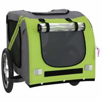VidaXL Hondenfietstrailer oxford stof en ijzer groen en grijs - thumbnail