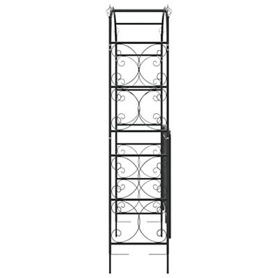 VidaXL Tuinboog met poort 108x45x235 cm staal zwart