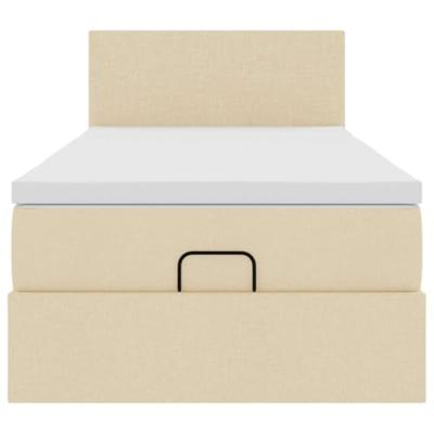 Ottoman bed met matras 80x200cm stof crèmekleurig