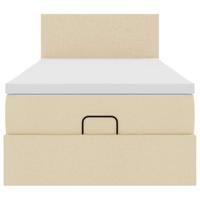 Ottoman bed met matras 80x200cm stof crèmekleurig - thumbnail