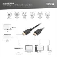Digitus AK-330107-050-S HDMI-kabel HDMI Aansluitkabel HDMI-A-stekker, HDMI-A-stekker 5.00 m Zwart Audio Return Channel (ARC), Vergulde steekcontacten - thumbnail