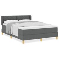 Boxspringbed met Matras in Donkergrijs, 140 x 200 cm, Stof - thumbnail