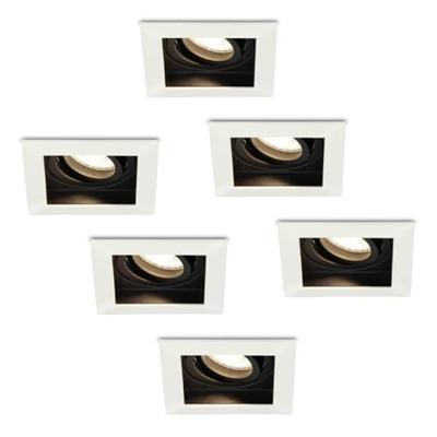 Set van 6 Durham vierkante LED inbouwspot - 4 Watt 345 Lumen - 4000K neutraal wit - GU10 - Dimbaar Kantelbaar - Voor binnen - Wit Set van 6 Durham vierkante LED inbouwspot - 4 Watt 345 Lumen - 4000K neutraal wit - GU10 - Dimbaar Kantelbaar - Voor binnen - Wit
