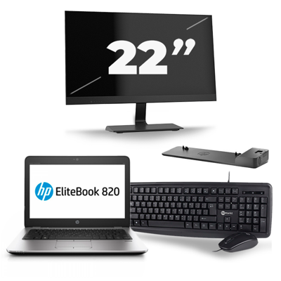 HP EliteBook 820 G4 - Intel Core i5-7e Generatie - 12 inch - 8GB RAM - 256GB SSD - Windows 11 + 1x 22 inch Monitor