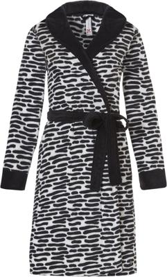 Dames badjas zwart wit motief-xl