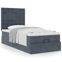 Ottoman bed met matrassen 90x200cm fluweel donkergrijs - thumbnail