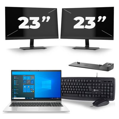 HP EliteBook 850 G8 - Intel Core i5-11e Generatie - 15 inch - 16GB RAM - 256GB SSD - Windows 11 + 2x 23 inch Monitor
