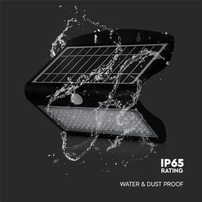 V-TAC VT-767-7-B Solar Wandlamp - IP65 Waterdicht - Zwart - 8W - 850 Lumen - 4000K