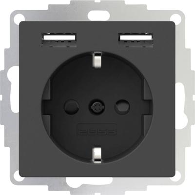 Stopcontact met USB poorten 2400mA antraciet voor een 40mm diepe doos