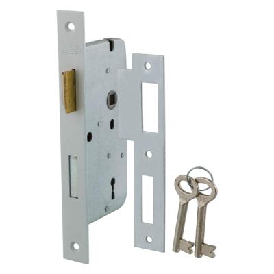 Nemef 66 Deurslot | DM50mm | S72mm | krukgat 8mm | voorplaat staal verzinkt en gelakt 25x207mm rechthoekig | messing dagschoot en zamac verzinkte