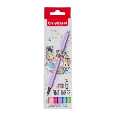 Bruynzeel fineliner set pastel 6 kleuren