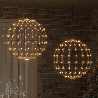 VidaXL Bal met 384 led 2 pcs warmwit 59,5 x 59,5 x 63 cm metaal