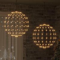 VidaXL Bal met 384 led 2 pcs warmwit 59,5 x 59,5 x 63 cm metaal - thumbnail