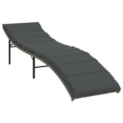 Ligbedden 2 st met tafel poly rattan grijs - thumbnail