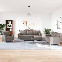 4-delige Loungeset met voetenbank en kussens stof taupe - thumbnail