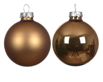 Decoris kerstballen Glas 10st pecannoot bruin 6cm