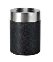 Tandenborstelhouder Sapho Stone Vrijstaand 10.2x7.5 cm Polyresin Zwart - thumbnail