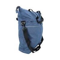 DRESCO enkele fietstas blauw - 18 liter - ook als shopper of schoudertas te gebruiken - extra voorvak - spatwaterdicht polyester - 2 bevestigingshaken - verstelbare schouderriem - verstevigde bodem - reflecterende accenten - afmeting 49x45x18cm - thumbnail