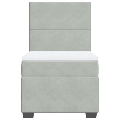 Boxspring met matras fluweel lichtgrijs 90x190 cm - thumbnail
