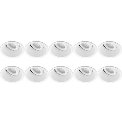 10-Pack Kantelbare GU10 Inbouwspots - Rond Wit Aluminium Ø93mm