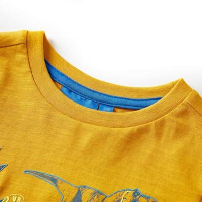 Kindershirt met lange mouwen 128 okerkleurig