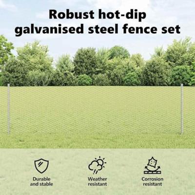 VidaXL Hek met paal zilver 0,6 x 50 m staal