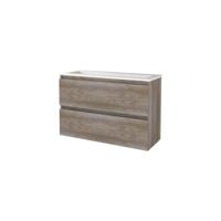 Basic-Line Start 39 Badkamermeubelset - Ondiep - 100 x 39 cm - Greeploos - 2 Lades - Acryl Wastafel - Zonder Kraangat - Scotch Oak - thumbnail