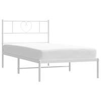 Bedframe met hoofdbord metaal wit 90x200 cm - thumbnail